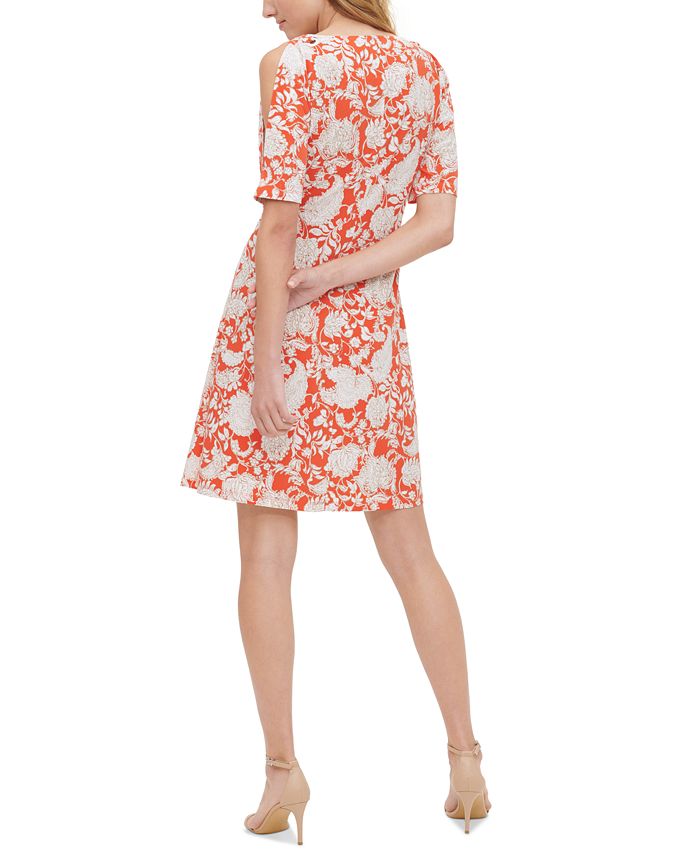 Tommy Hilfiger Sorrento Cold-Shoulder Printed Dress - Macy's