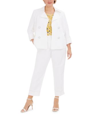 plus size off white pants suit