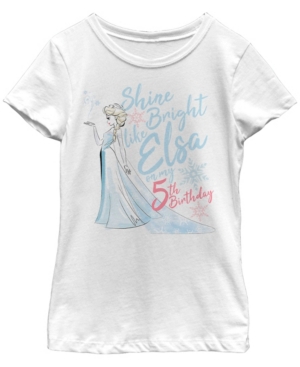 Big Girls Frozen Birthday Queen Five Short Sleeve T-shirt