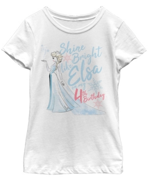 Big Girls Frozen Birthday Queen Four Short Sleeve T-shirt