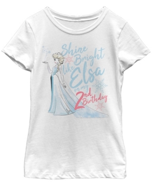 Big Girls Frozen Birthday Queen Two Short Sleeve T-shirt