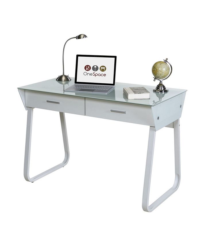 OneSpace Ultramodern Glass Computer Desk with Drawers Macy's