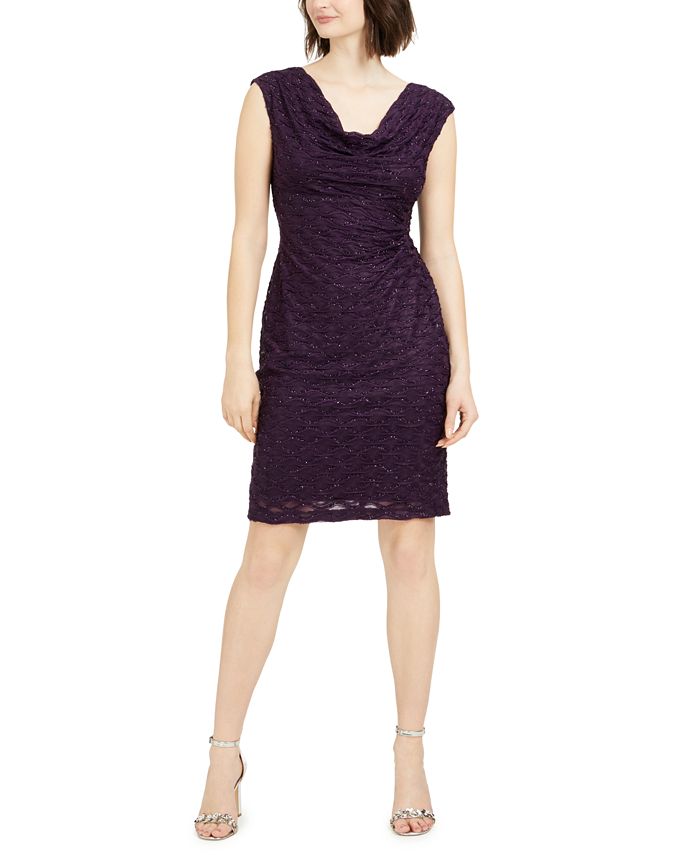 Connected Draped Lace Dress - Macy's