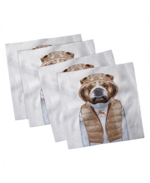 Ambesonne Bulldog Set of 4 Napkins 18