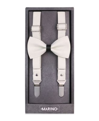 Men's Suede Y-Back Suspenders Bow Tie Set
