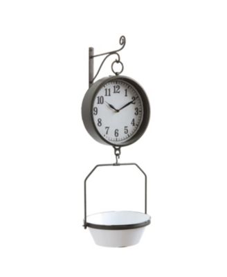 Decorative Vintage-Like Reproduction Enameled Scale Wall Clock, White and Black