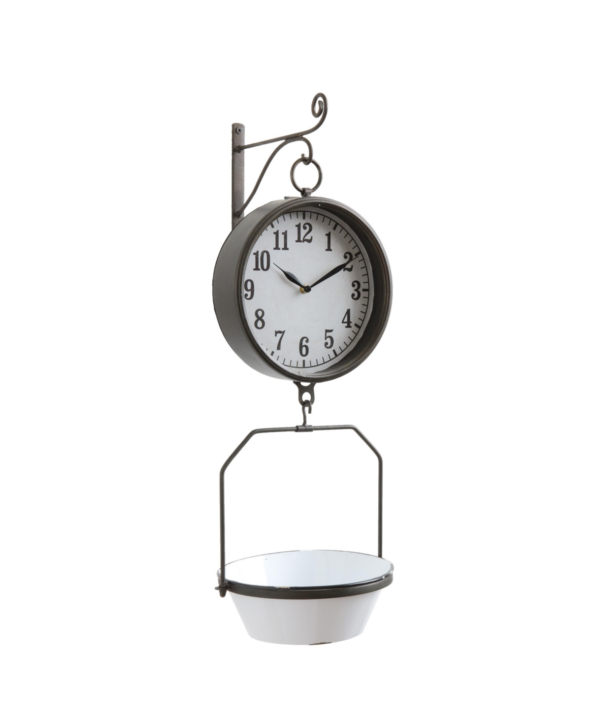 Decorative Vintage-Like Reproduction Enameled Scale Wall Clock,and Black - White