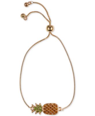 Photo 1 of Holiday Lane Gold-Tone Pavé Pineapple Slider Bracelet, Created for Macy's