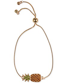 Gold-Tone Pavé Pineapple Slider Bracelet, Created for Macy's