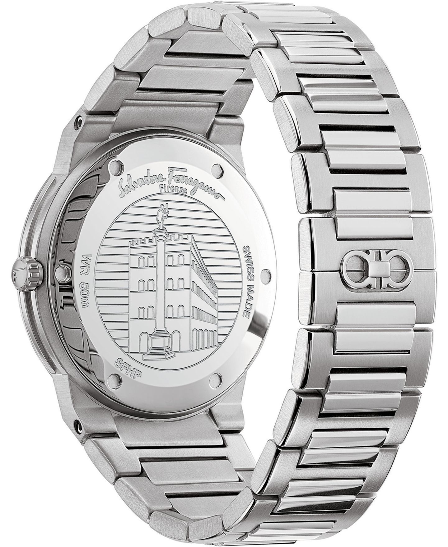 Мужские часы Ferragamo Swiss Sapphire Stainless Steel Bracelet Watch 41mm — фото 3
