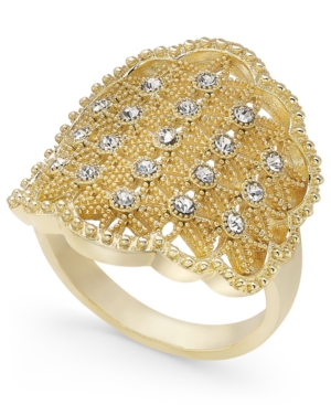 image of Charter Club Gold-Tone Crystal Openwork Statement Ring, Created for Macy-s