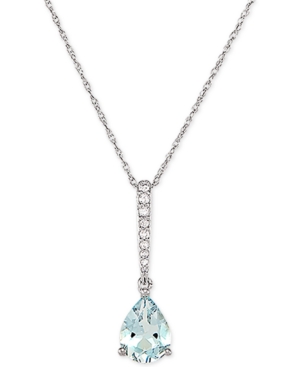 image of Aquamarine (7/8 ct. t.w.) & Diamond (1/20 ct. t.w.) 18