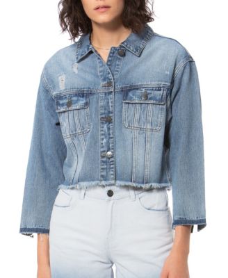 plus size cropped denim jacket