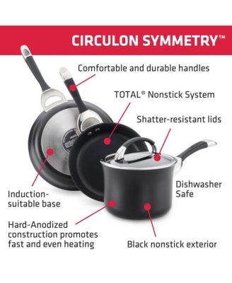 Symmetry Hard-Anodized Nonstick Induction Casserole Pan with Lid, 5.5-Quart, Black