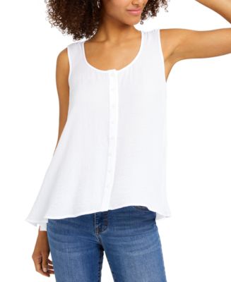 Style & Co Sleeveless Button-Front Swing Top, Created for Macy's - Macy's