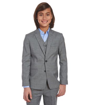 calvin klein gray sharkskin slim fit suit