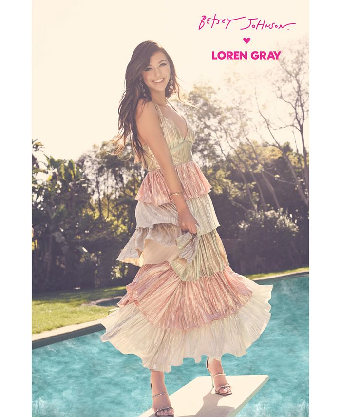 betsey johnson tiered metallic gown
