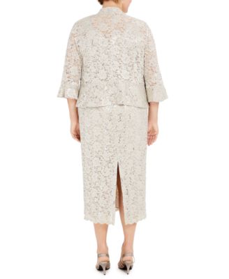 Plus Size Lace Dress & Ruffled Jacket