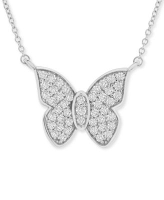 Wrapped in Love - Diamond Butterfly 20" Pendant Necklace (1/2 ct. t.w.) in 14k White Gold