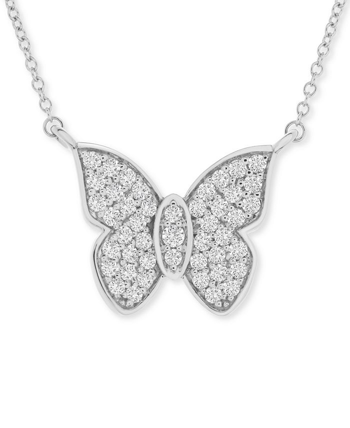 Wrapped in Love - Diamond Butterfly 20" Pendant Necklace (1/2 ct. t.w.) in 14k White Gold