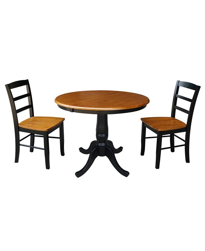 International Concepts 36" Round Top Pedestal Ext Table with 12" Leaf