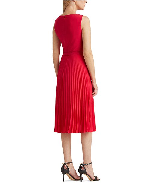 Lauren Ralph Lauren Pleated Georgette Dress & Reviews - Dresses - Women - Macy&#39;s