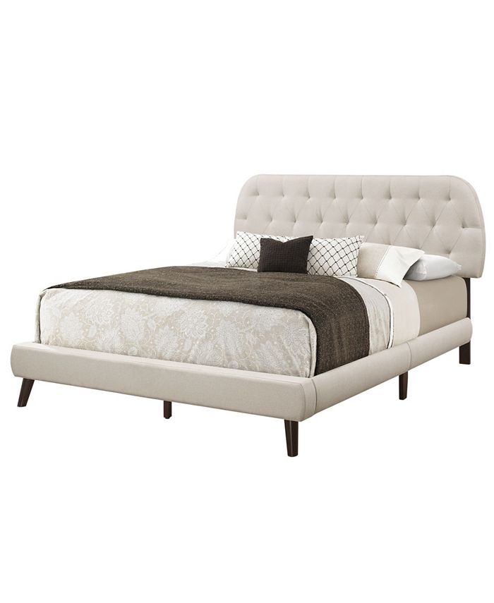 Monarch Specialties Bed Queen Size Linen with Wood Legs Macy's