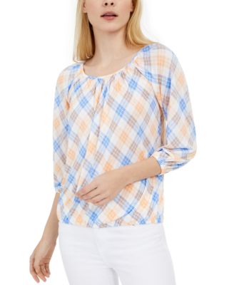 Michael Kors - Plaid Peasant Top, Regular & Petite