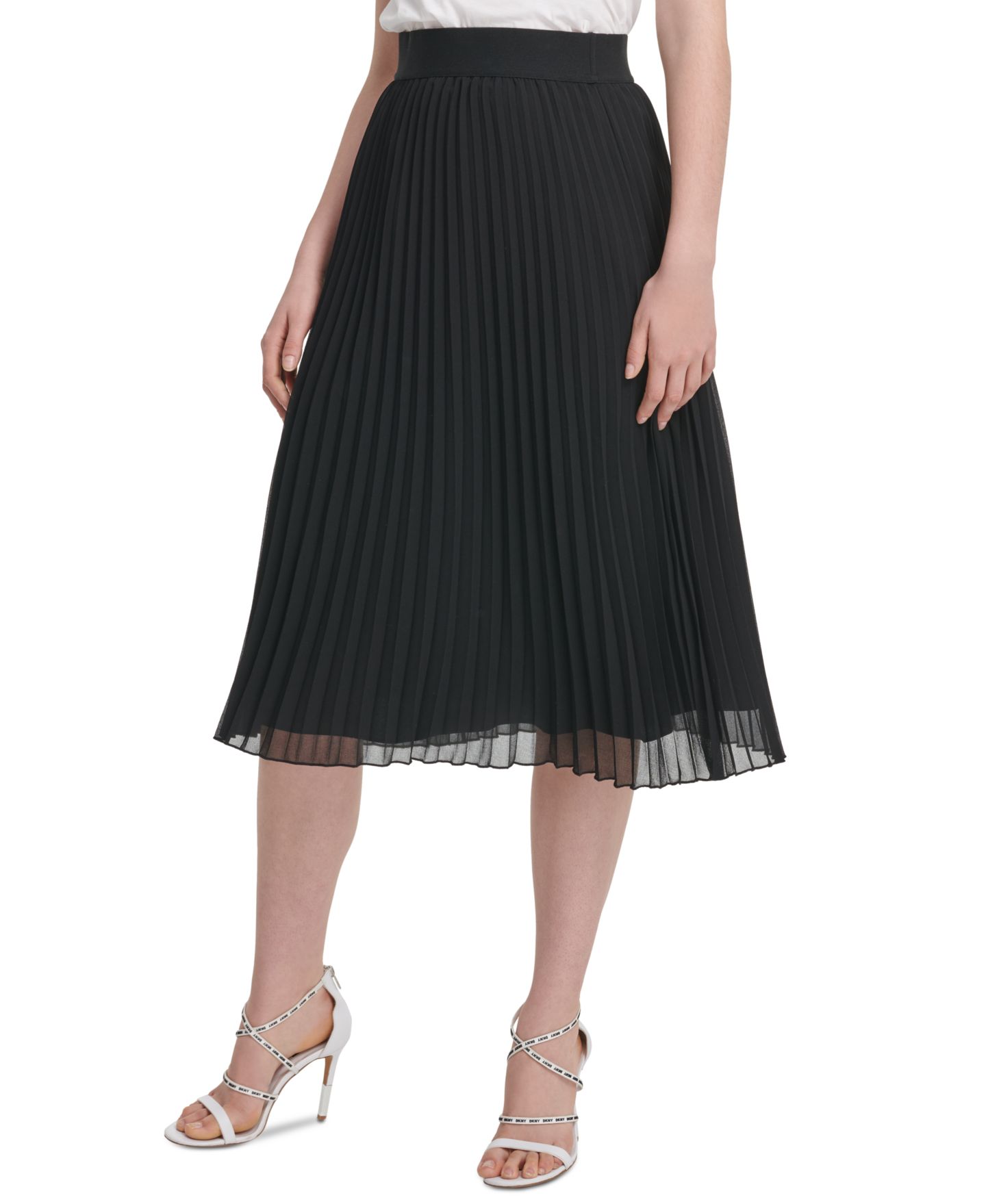 Женская юбка DKNY Pleated Midi, цвет: Чёрный — фото 1