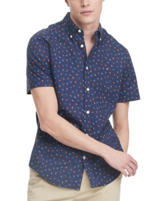 Tommy Hilfiger - Men's Custom-Fit Palm Tree Short Sleeve Shirt