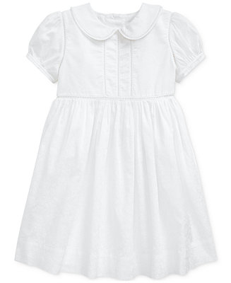 Polo Ralph Lauren Little Girls Ladder-Trim Cotton Dress - Macy's