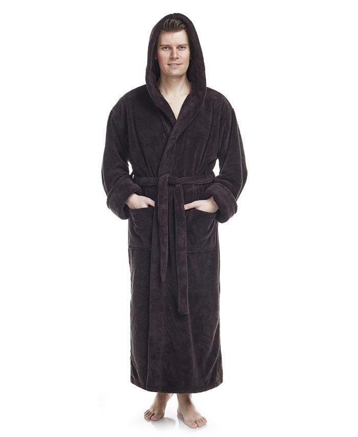 ARUS Men's Soft Fleece Robe, Ankle Length Hooded Turkish Bathrobe Macy's