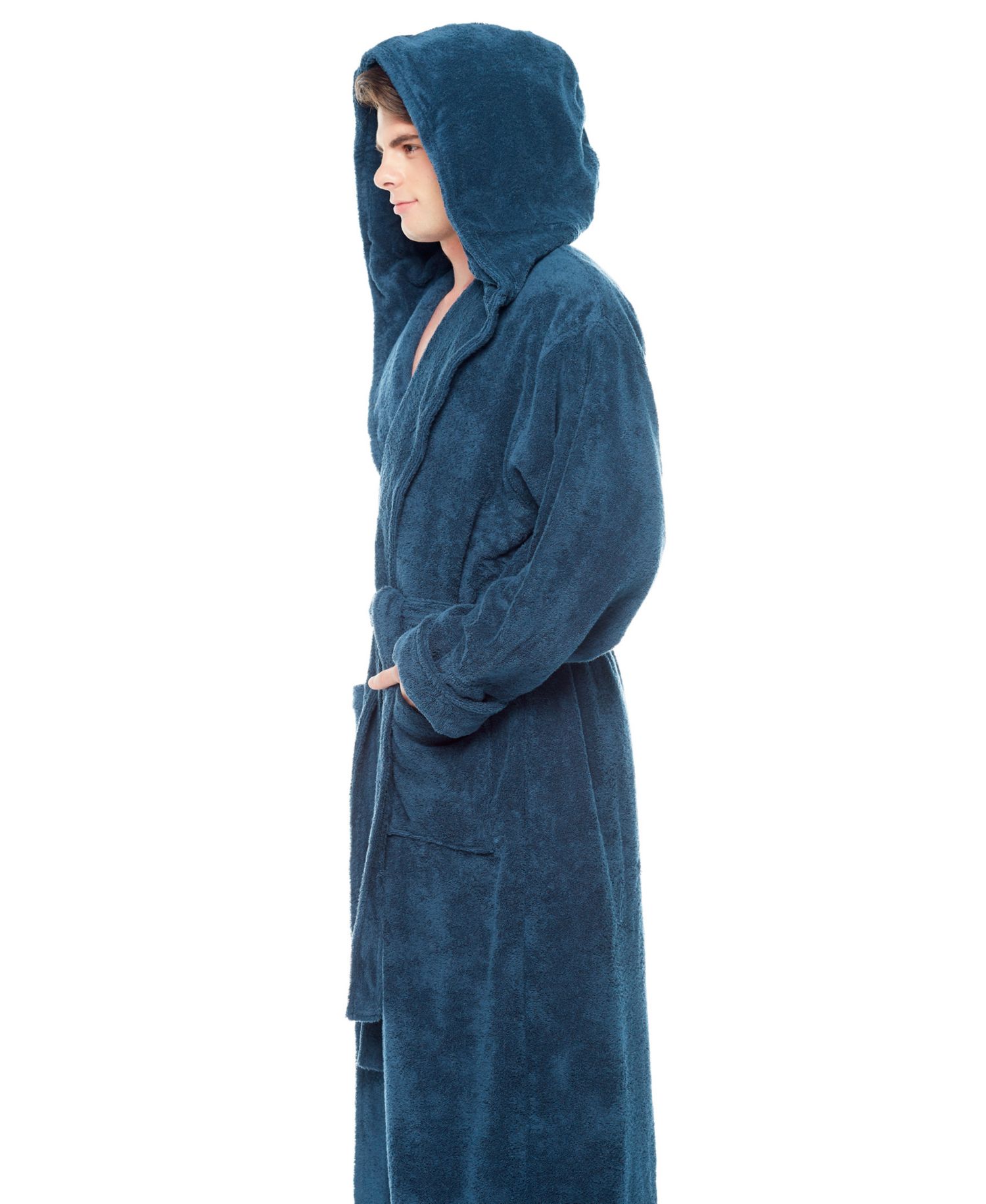 Men's Thick Full Ankle Length Hooded Turkish Cotton Bathrobe