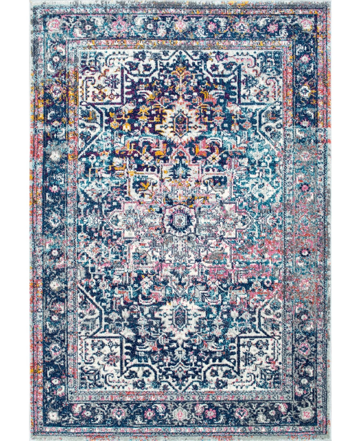 nuLoom Bodrum Persian Vintage-Inspired Raylene Blue 6'7in x 9' Area Rug - Blue