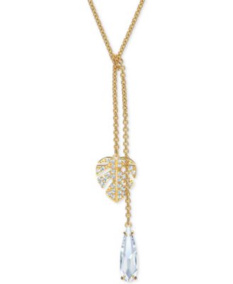 Swarovski - Gold-Tone Crystal Leaf Lariat Necklace