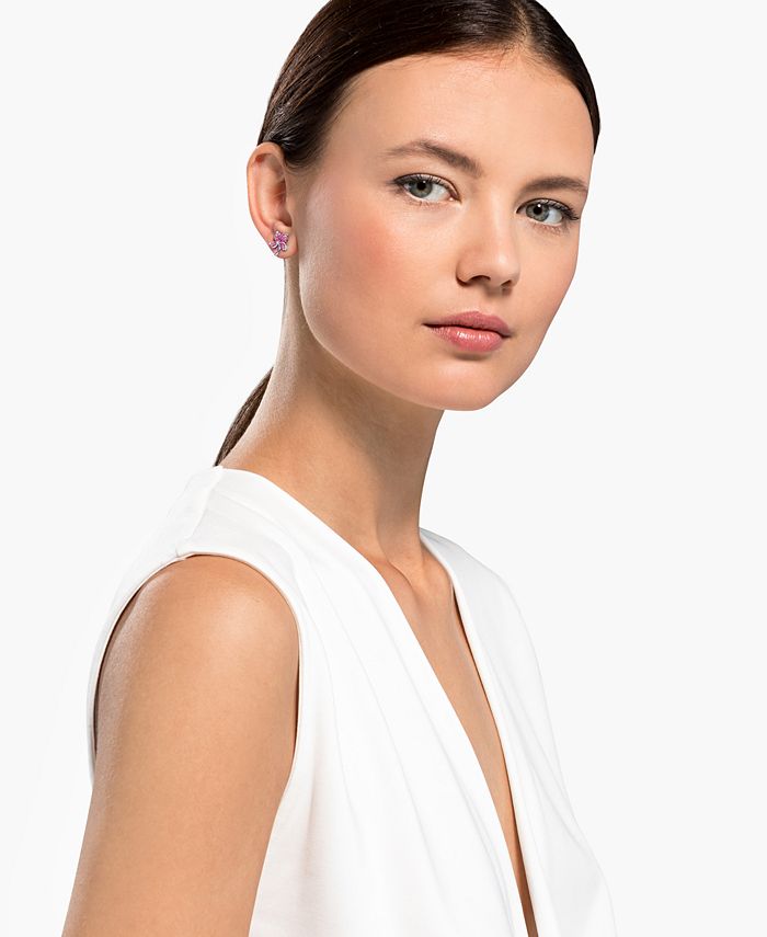 Swarovski SilverTone Tropical Flower Stud Earrings Macy's