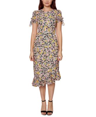 Betsey Johnson - Floral-Print Embellished Tie-Sleeve Dress