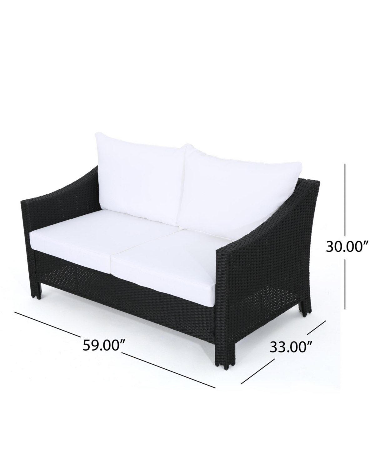 Noble House Antibes Outdoor 2pc Wicker Seating Set In Black