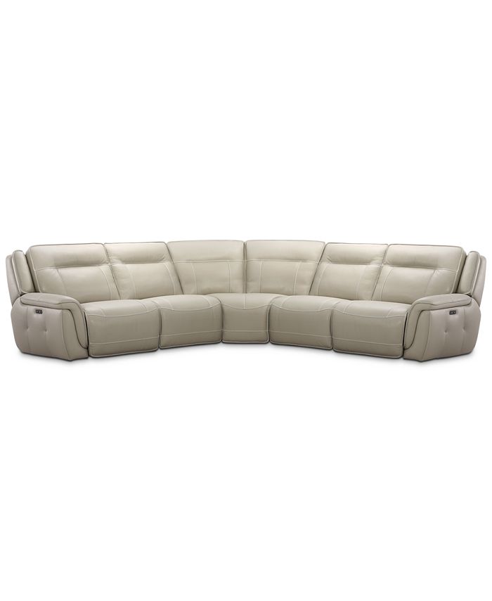 Furniture - Lenardo 5-Pc. Leather Sectional with 2 Power Motion Recliners
