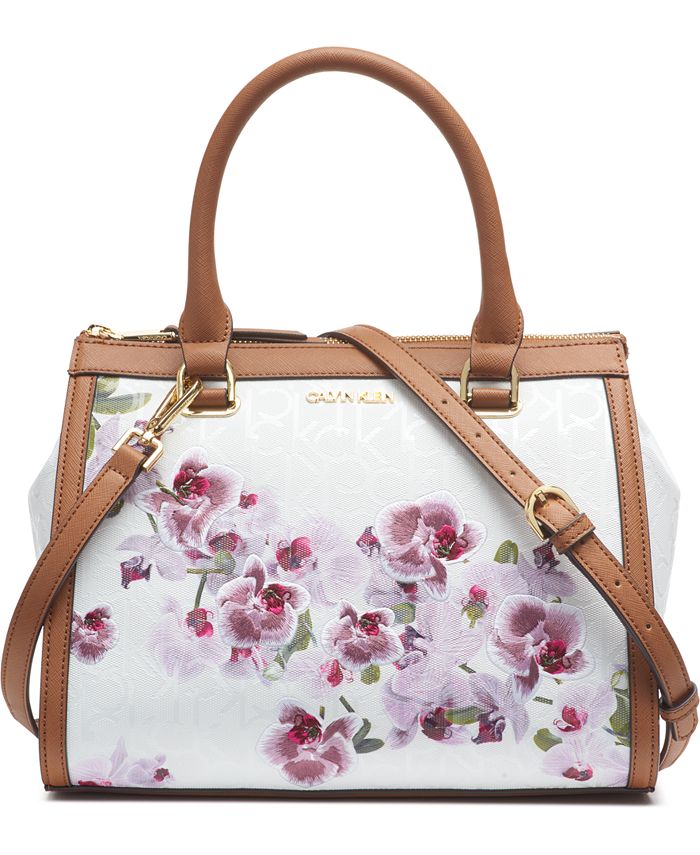 Calvin Klein Janae Orchid Logo Print Satchel & Reviews - Handbags 