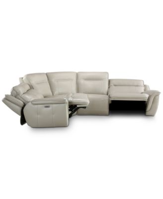 Lenardo 5-Pc. Leather Sectional with 3 Power Motion Recliners, Created for Macy's
