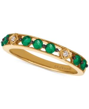 image of Le Vian Costa Smeralda Emerald (1/4 ct. t.w.) & Diamond Accent Band in 14k Gold