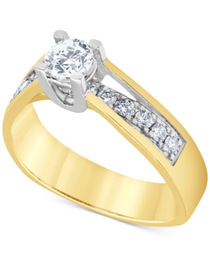 image of Diamond Two-Tone Engagement Ring (3/4 ct. t.w.) in 14k Gold & 14k White Gold