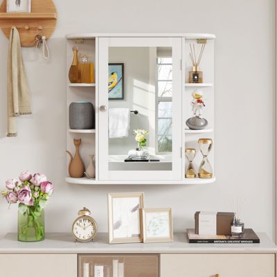 Bathroom Wall Cabinet w/ Mirror Modern Medicine Cabinet w/ Mirrored Door