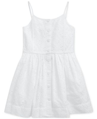 Polo Ralph Lauren Toddler Girls Eyelet Buttoned Cotton Dress - Macy's