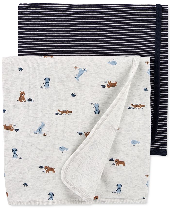 Carter's Baby Boys 2Pk. Printed Cotton Receiving Blankets Macy's