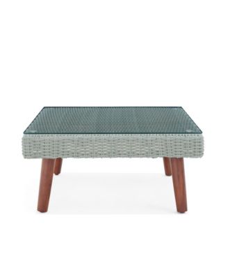 Albany All-Weather Wicker Outdoor Square Coffee Table with Glass Top