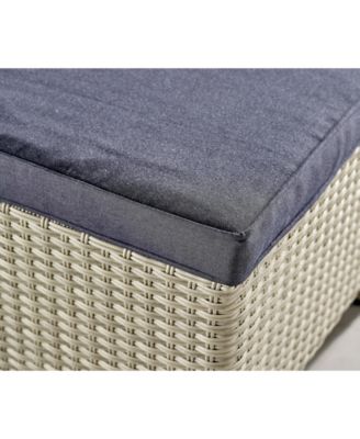 Haven All-Weather Wicker Set Outdoor Recliners with Ottomans and Round Glass Top Accent Table