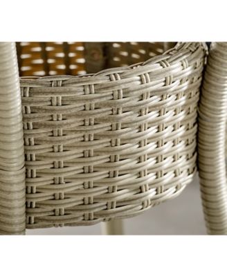 Haven All-Weather Wicker Set Outdoor Recliners with Ottomans and Round Glass Top Accent Table