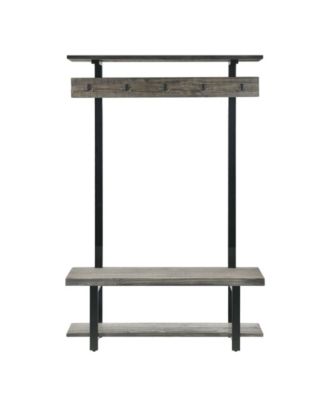Pomona Entryway Hall Tree with Bench, Shelves and Coat Hooks